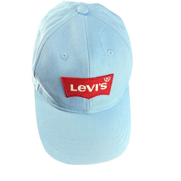 Levi's Other - Levis Blue Adjustable Cotton Baseball Cap With Red Logo Patch